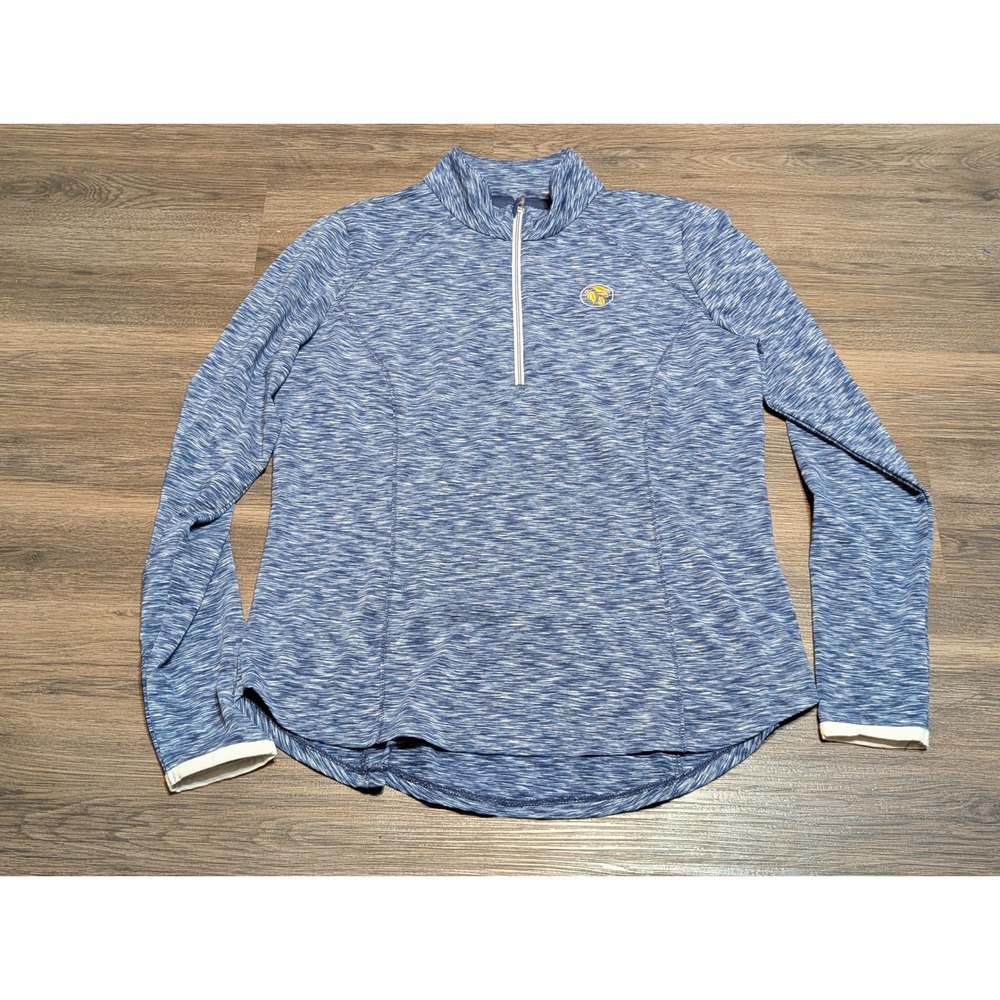 Zero Restriction Blue Heathered 1/4 Zip Pullover Long Sleeve Top Size L Logo